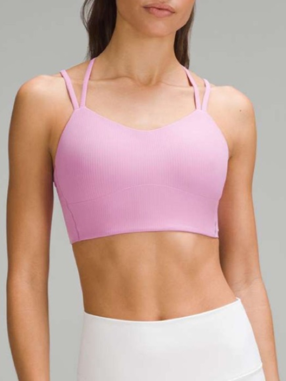 lululemon athletica Like a Cloud Ribbed Longline Bra in Dahlia Mauve Pink NWOT